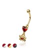 RED CZ SPIDER DANGLE HEART CZ 316L SURGICAL STEEL CURVED BARBELL/EYEBROW
